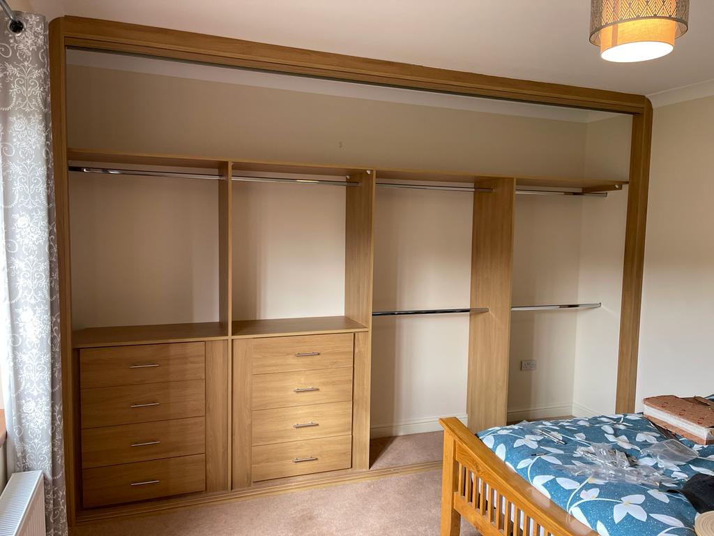 Oak interior with drawers and hanging rails in Penarth