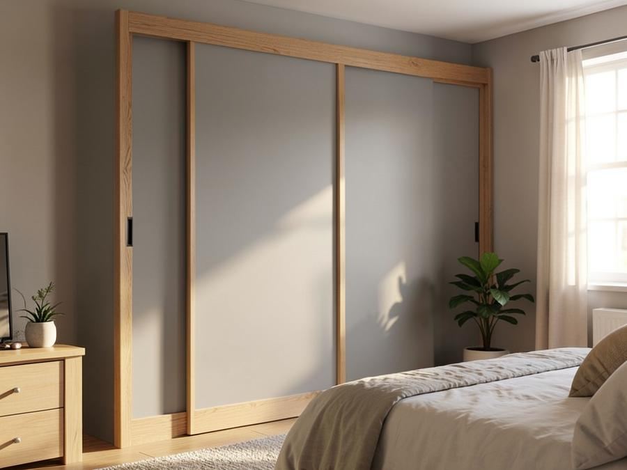 Solid panel sliding wardrobe doors made in the SP Mirror Wardrobes workshop in South Wales